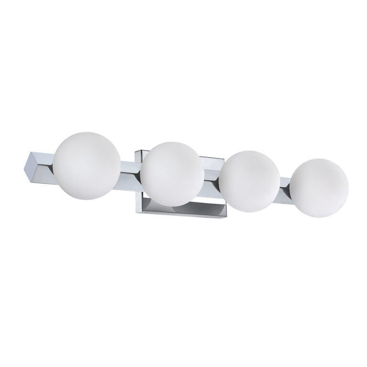 Steel Frame with Opal White Glass Globe Vanity Light