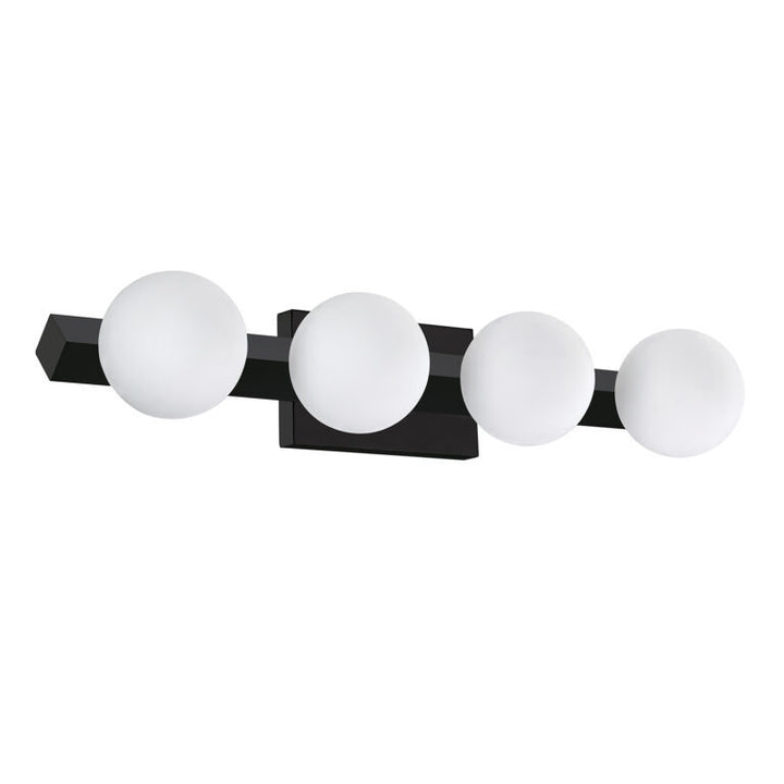 Steel Frame with Opal White Glass Globe Vanity Light