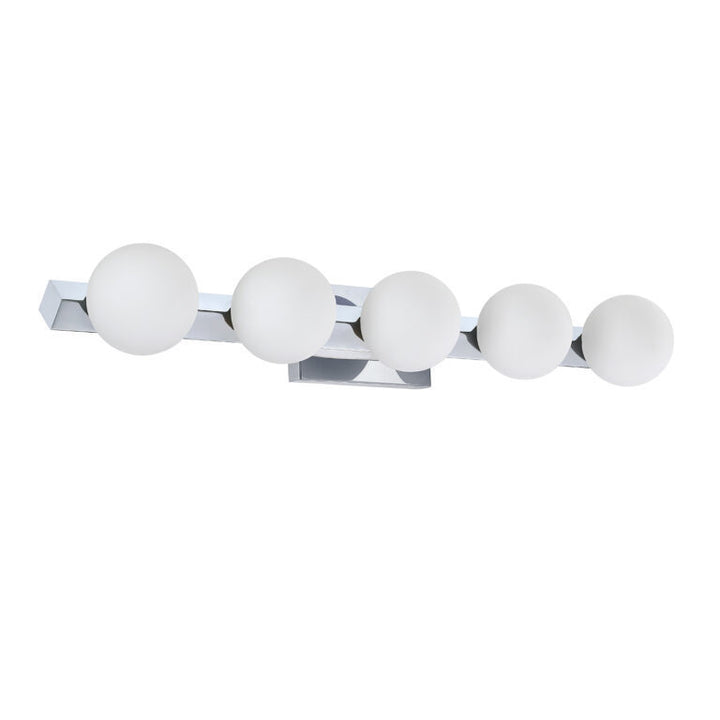 Steel Frame with Opal White Glass Globe Vanity Light