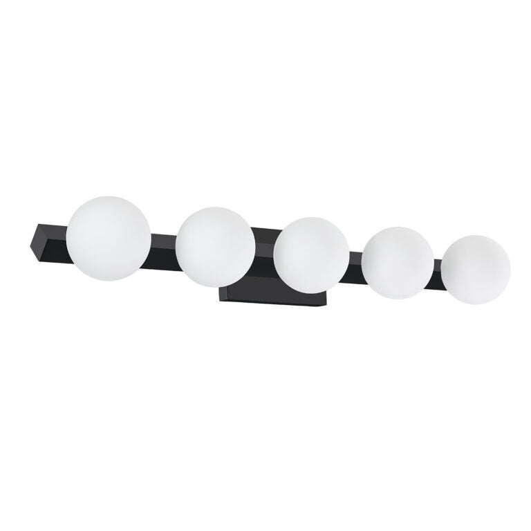 Steel Frame with Opal White Glass Globe Vanity Light