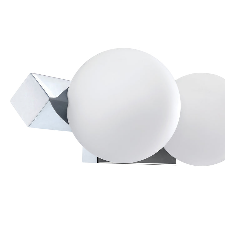 Steel Frame with Opal White Glass Globe Vanity Light