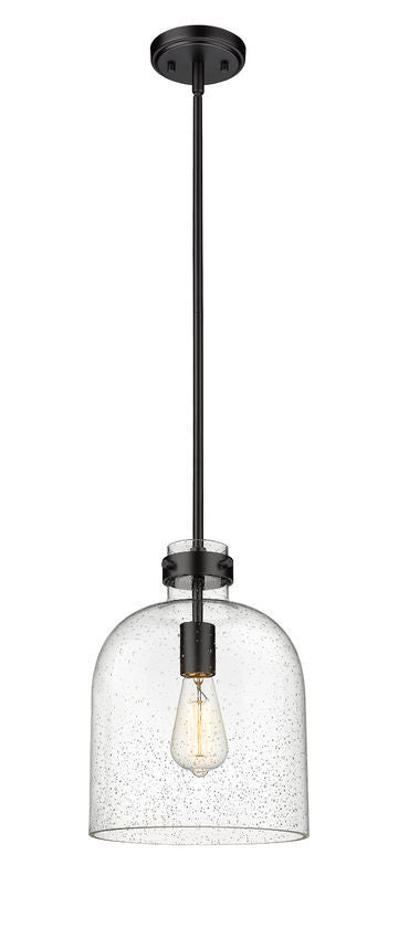 Steel with Clear Seedy Glass Shade Pendant