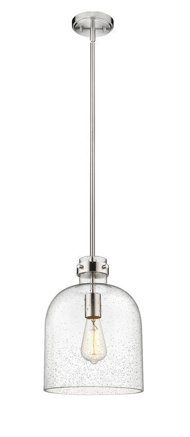 Steel with Clear Seedy Glass Shade Pendant