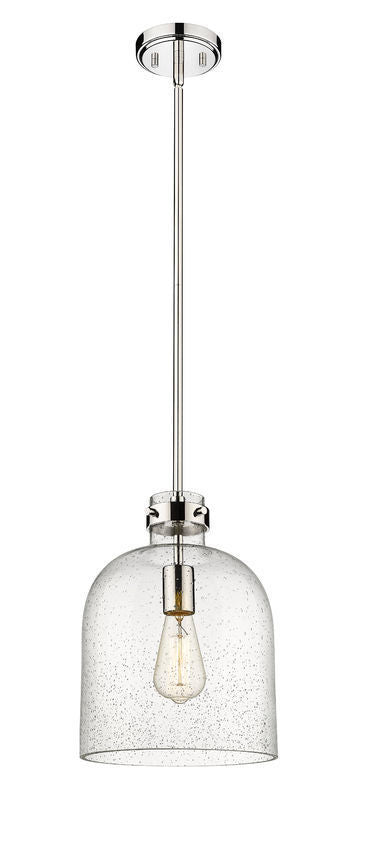 Steel with Clear Seedy Glass Shade Pendant