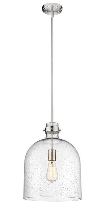 Steel with Clear Seedy Glass Shade Pendant