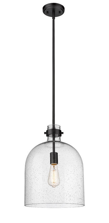 Steel with Clear Seedy Glass Shade Pendant