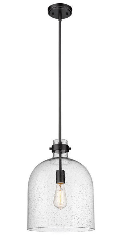 Steel with Clear Seedy Glass Shade Pendant