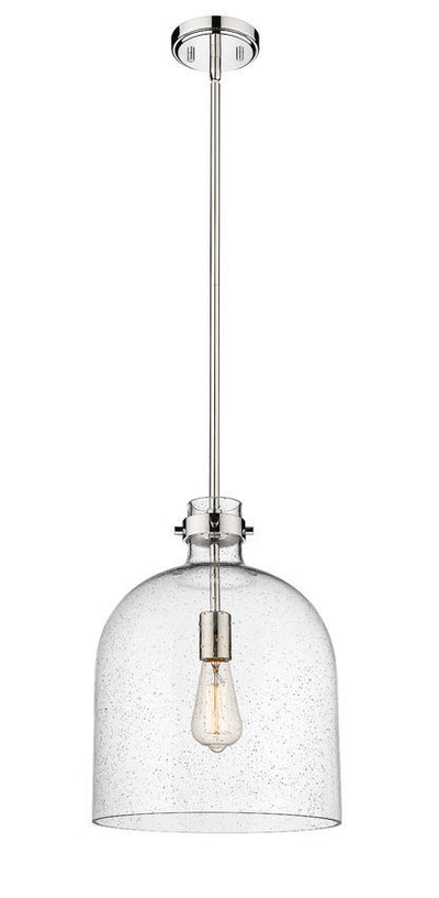 Steel with Clear Seedy Glass Shade Pendant