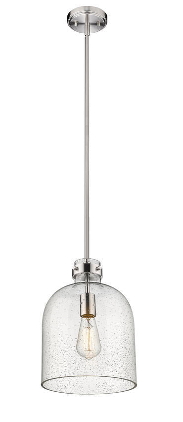 Steel with Clear Seedy Glass Shade Pendant