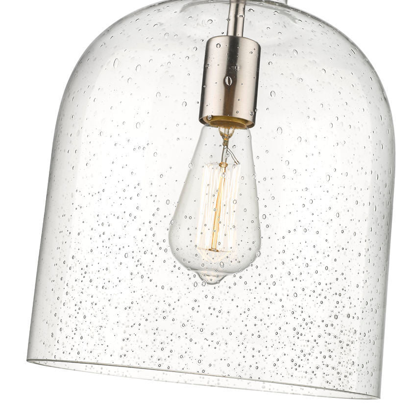 Steel with Clear Seedy Glass Shade Pendant