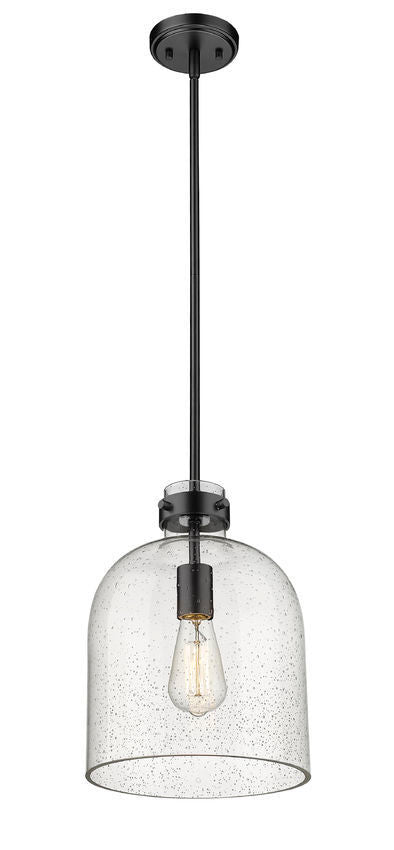 Steel with Clear Seedy Glass Shade Pendant