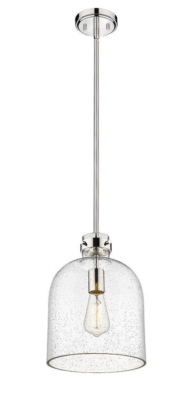 Steel with Clear Seedy Glass Shade Pendant