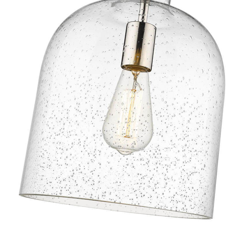 Steel with Clear Seedy Glass Shade Pendant