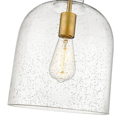 Steel with Clear Seedy Glass Shade Pendant