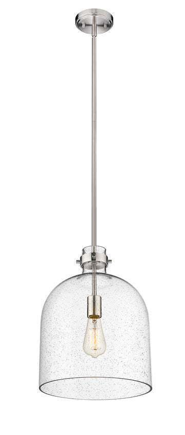 Steel with Clear Seedy Glass Shade Pendant