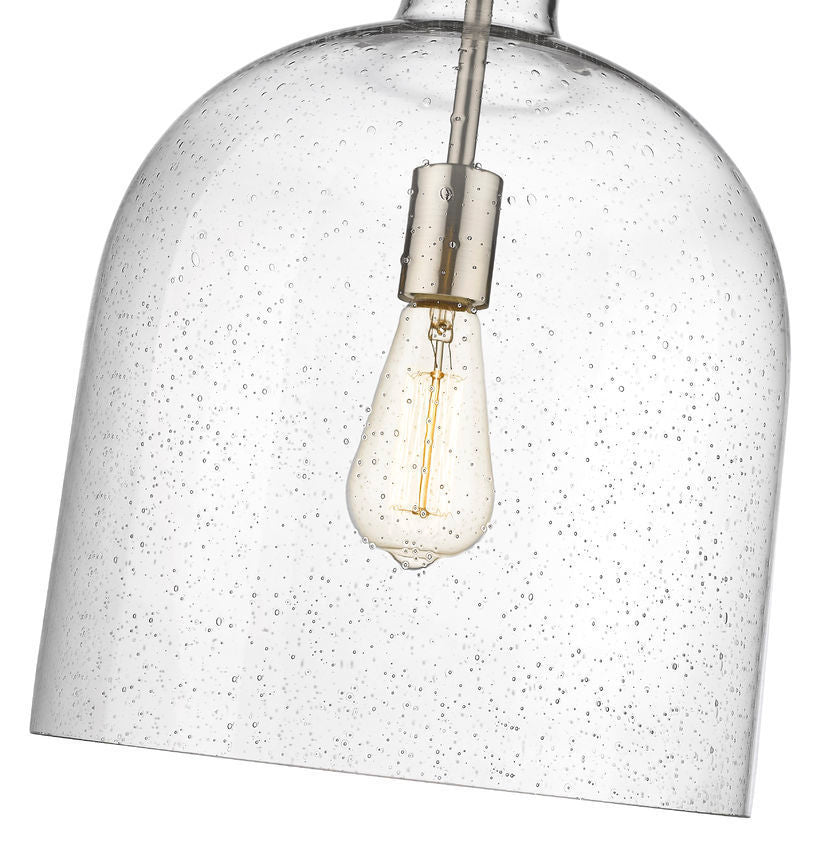 Steel with Clear Seedy Glass Shade Pendant