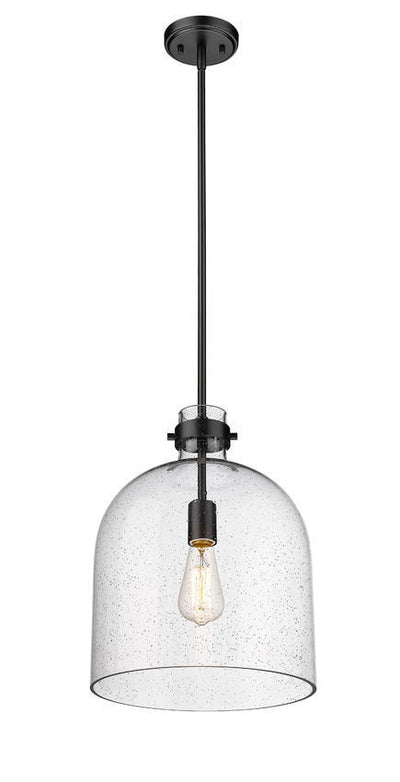 Steel with Clear Seedy Glass Shade Pendant