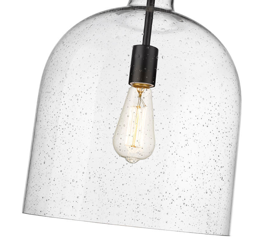 Steel with Clear Seedy Glass Shade Pendant