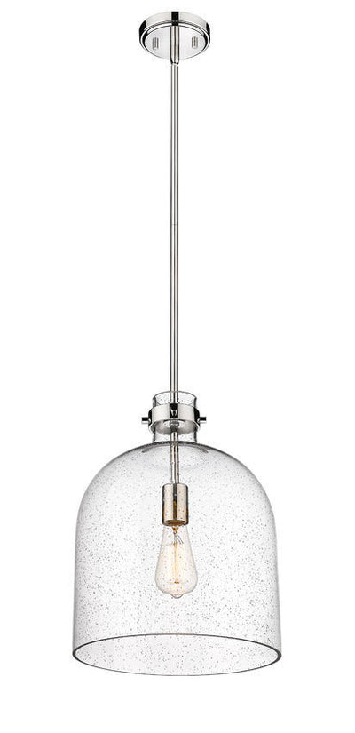 Steel with Clear Seedy Glass Shade Pendant