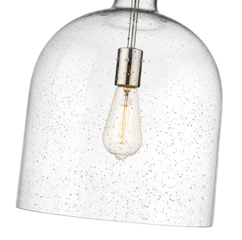 Steel with Clear Seedy Glass Shade Pendant