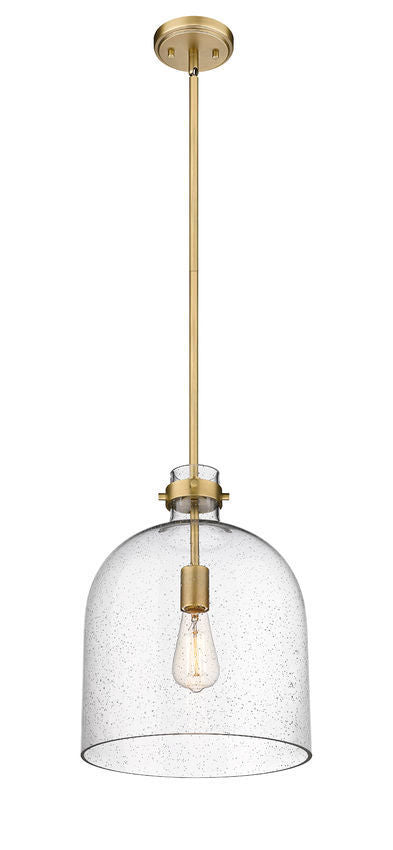 Steel with Clear Seedy Glass Shade Pendant