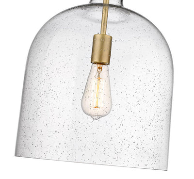 Steel with Clear Seedy Glass Shade Pendant