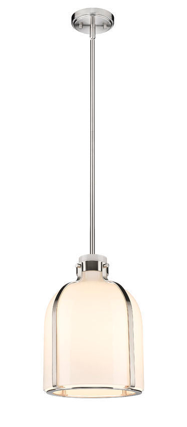 Steel Frame with White Opal Glass Shade Pendant