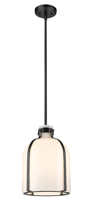 Steel Frame with White Opal Glass Shade Pendant