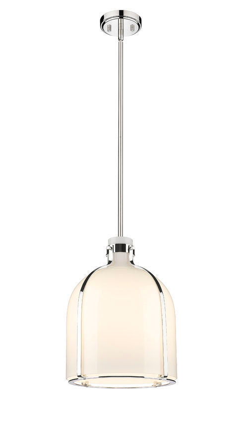 Steel Frame with White Opal Glass Shade Pendant