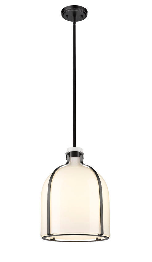 Steel Frame with White Opal Glass Shade Pendant