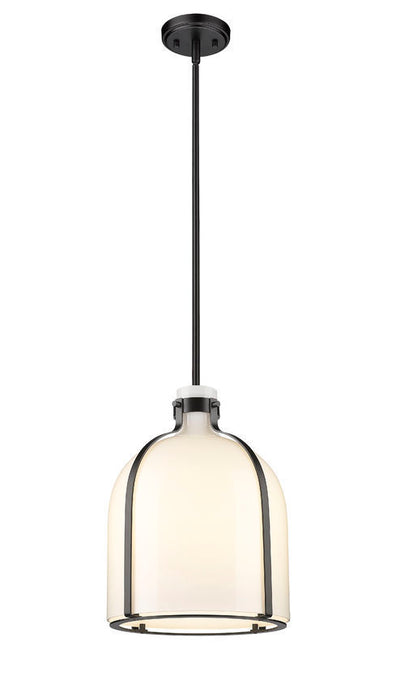 Steel Frame with White Opal Glass Shade Pendant