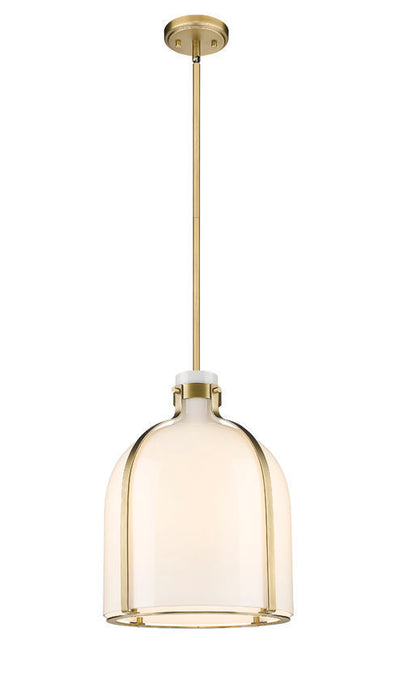 Steel Frame with White Opal Glass Shade Pendant