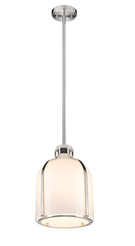 Steel Frame with White Opal Glass Shade Pendant