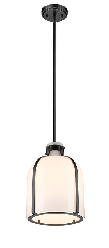 Steel Frame with White Opal Glass Shade Pendant