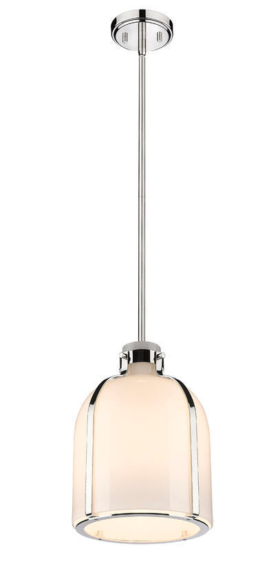 Steel Frame with White Opal Glass Shade Pendant