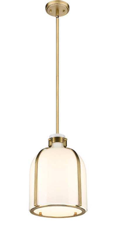 Steel Frame with White Opal Glass Shade Pendant