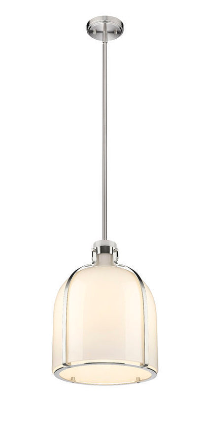 Steel Frame with White Opal Glass Shade Pendant