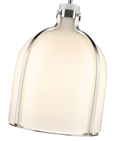 Steel Frame with White Opal Glass Shade Pendant