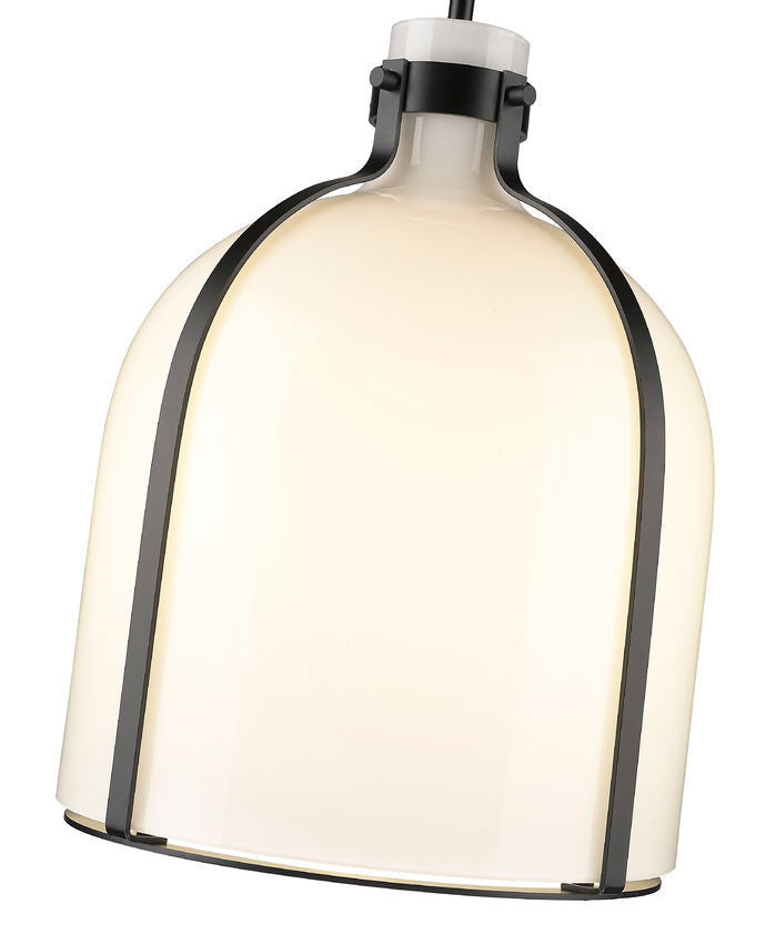 Steel Frame with White Opal Glass Shade Pendant