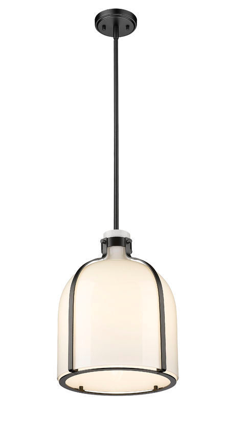 Steel Frame with White Opal Glass Shade Pendant