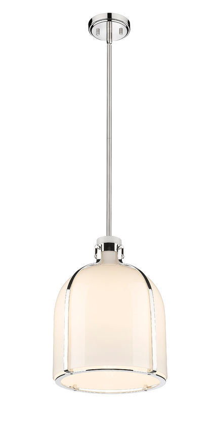 Steel Frame with White Opal Glass Shade Pendant