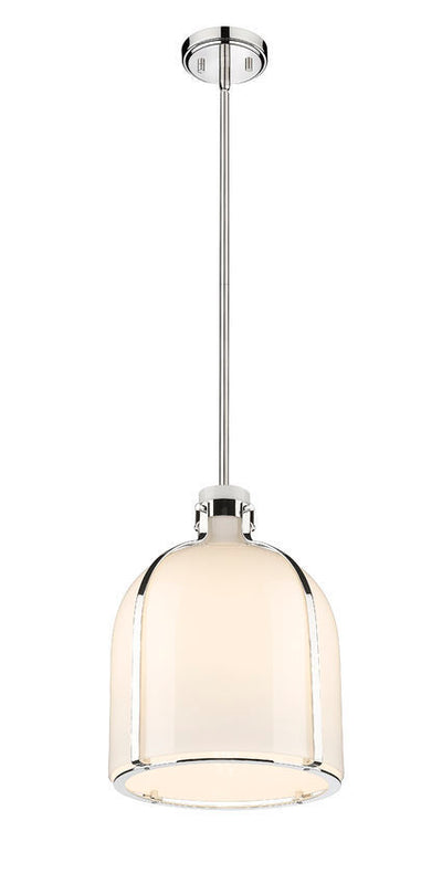 Steel Frame with White Opal Glass Shade Pendant