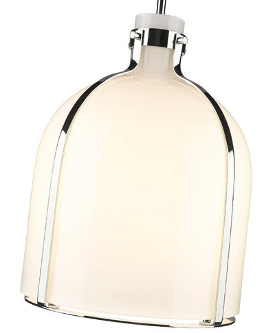 Steel Frame with White Opal Glass Shade Pendant