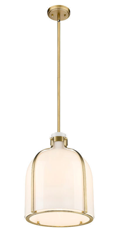 Steel Frame with White Opal Glass Shade Pendant