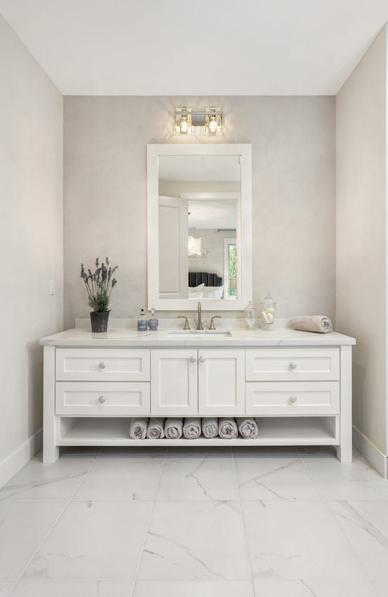 Steel Frame with Clear Rectangular Glass Shade Vanity Light