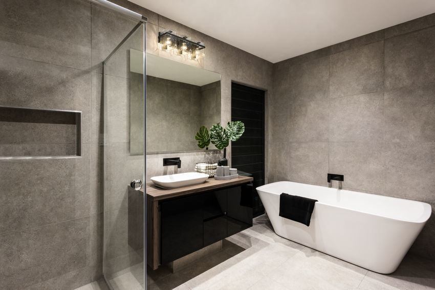 Steel Frame with Clear Rectangular Glass Shade Vanity Light