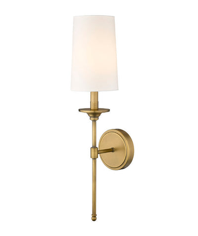 Steel Frame with Off White Fabric Shade Single Light Wall Sconce