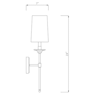 Steel Frame with Off White Fabric Shade Single Light Wall Sconce