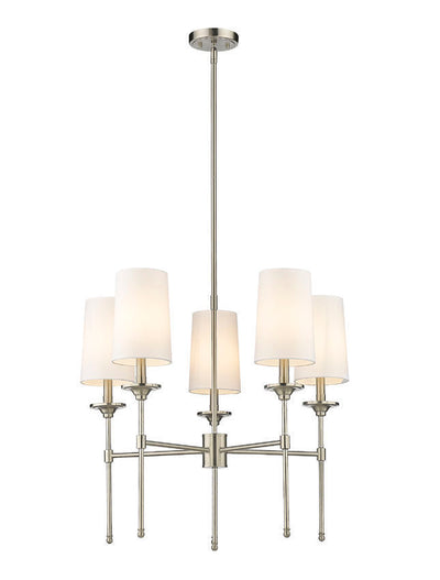 Steel Frame with Off White Fabric Shade Chandelier