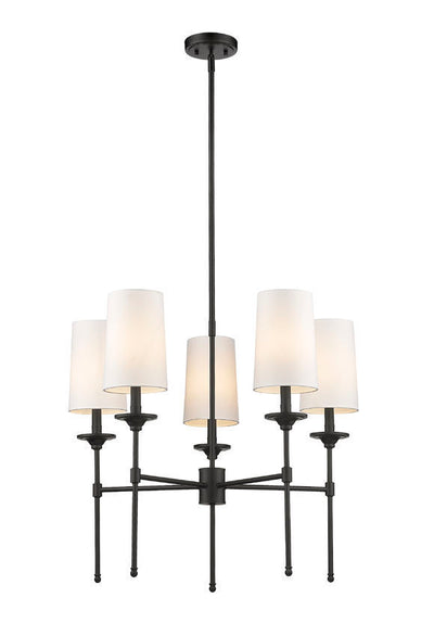 Steel Frame with Off White Fabric Shade Chandelier